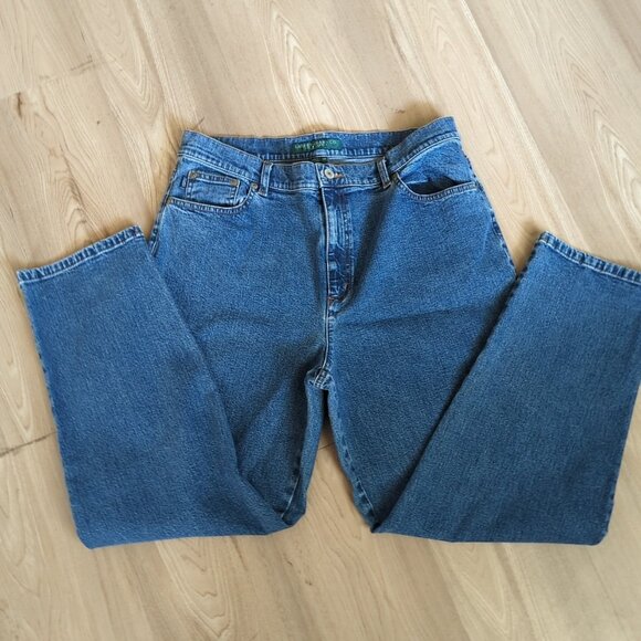 LRL Lauren Ralph Lauren Women's Sz 14P Straight Leg Stretch Blue Jeans Denim -lp - Picture 1 of 13